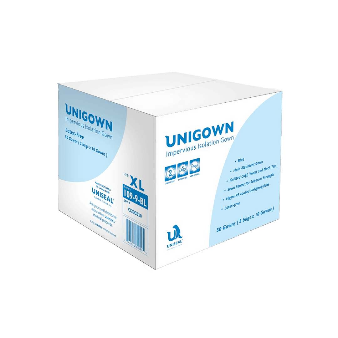 Unigown Blue Isolation Gown PP+PE Level 2 (Case)