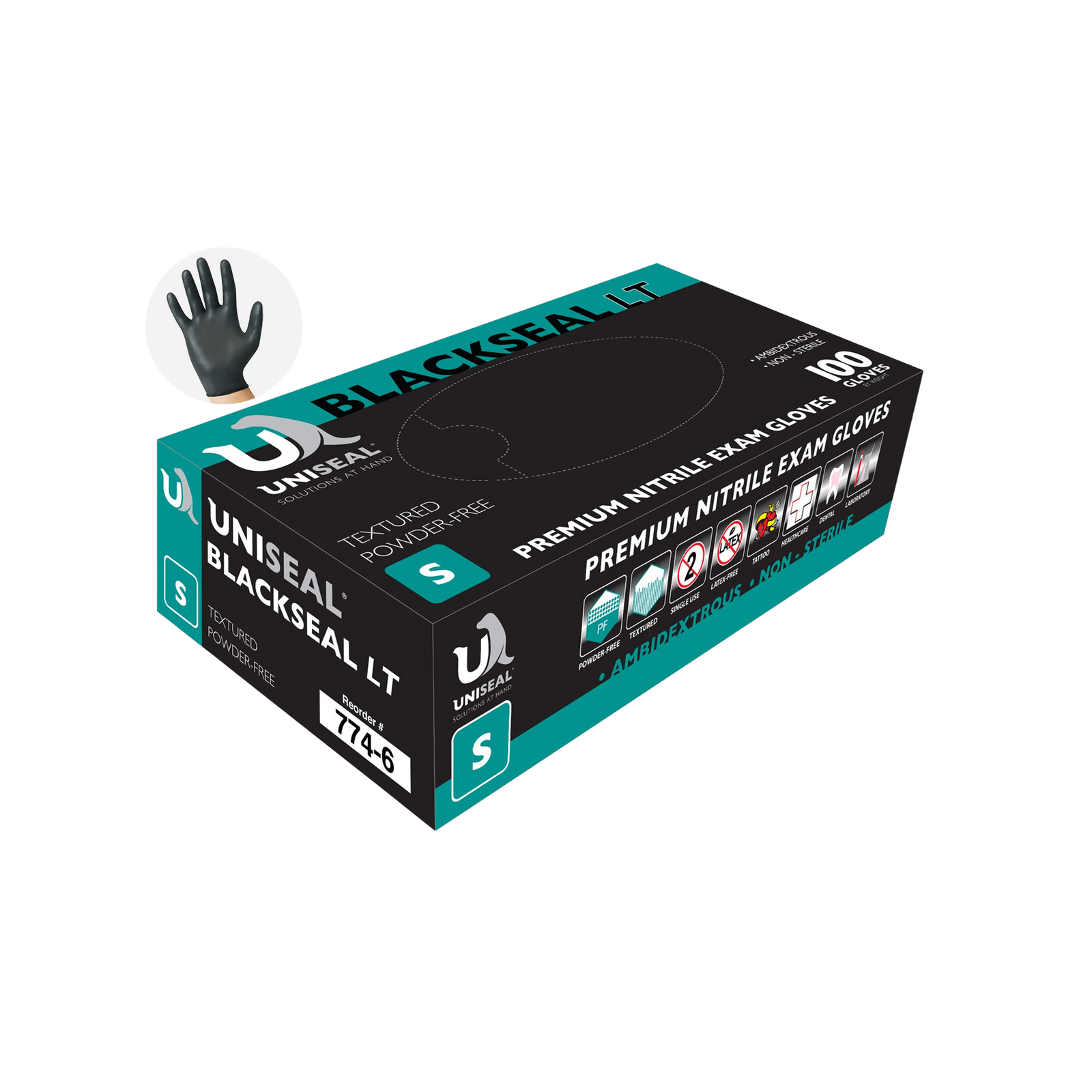 UniSeal BlackSeal LT Nitrile Exam Gloves 774