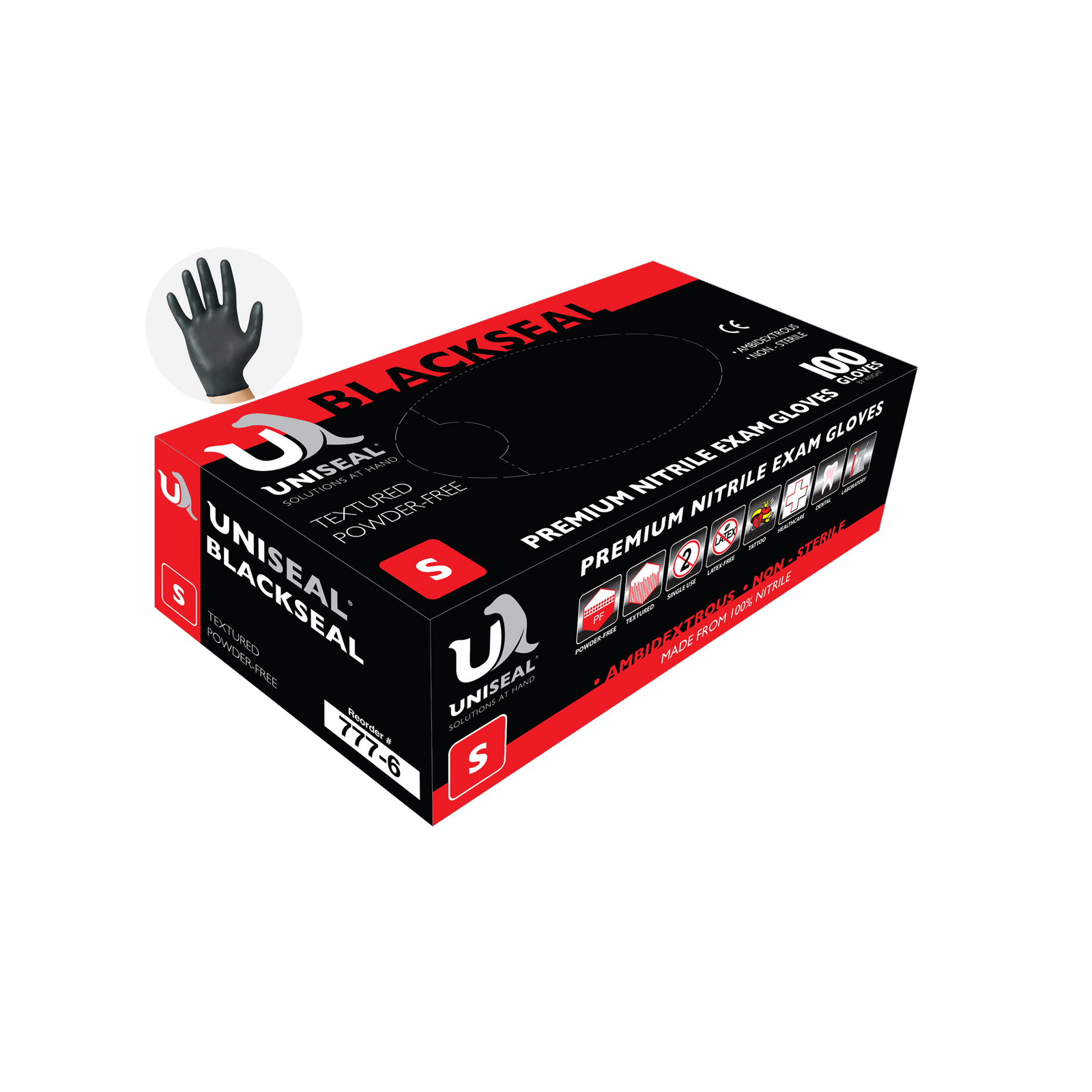 Uniseal® Nitrile Exam Gloves – BlackSeal Powder-Free