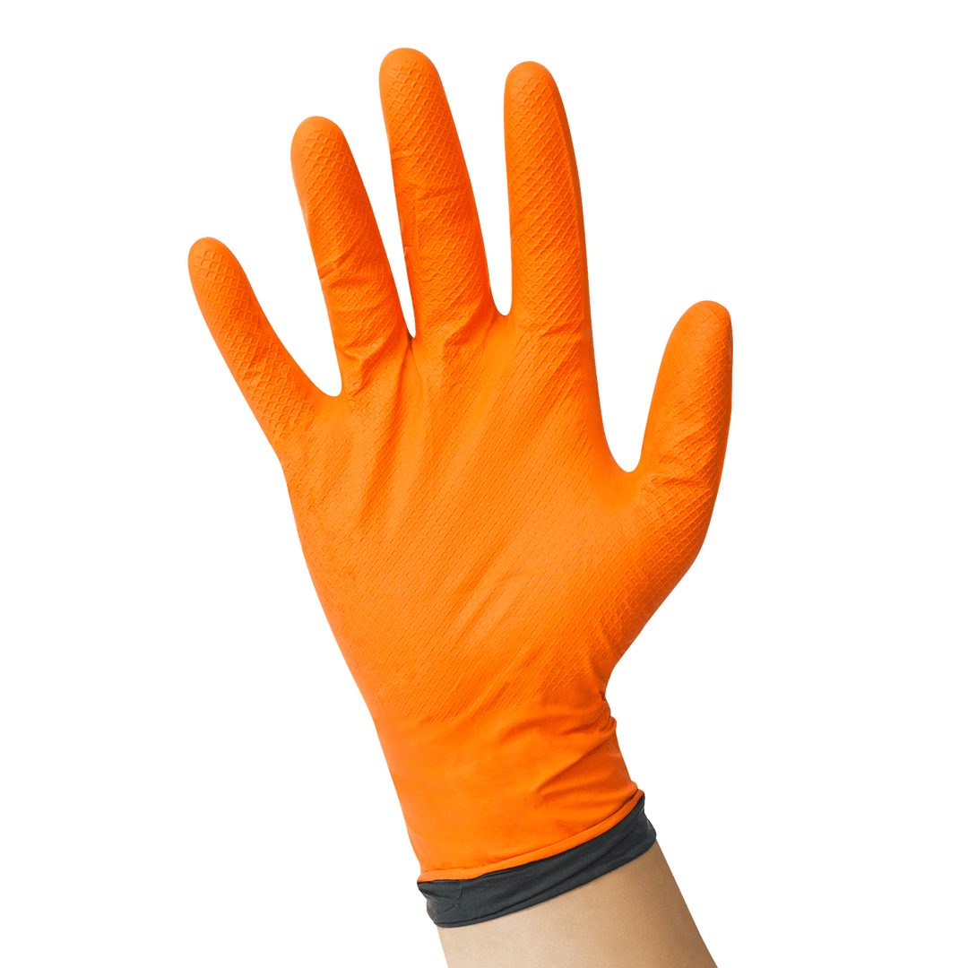 orange black color glove