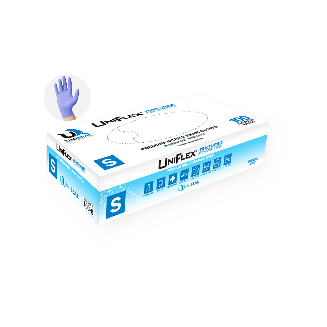 UniFlex® Powder Free Textured Nitrile Exam Gloves (Box)